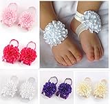 Qandsweet Baby Girl's Barefoots Sandals Flower 6 Pairs