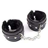 Soft Cuffs Steel Sex Handcuffs Furry Fuzzy Toy Handcuffs Novelty Gift Black