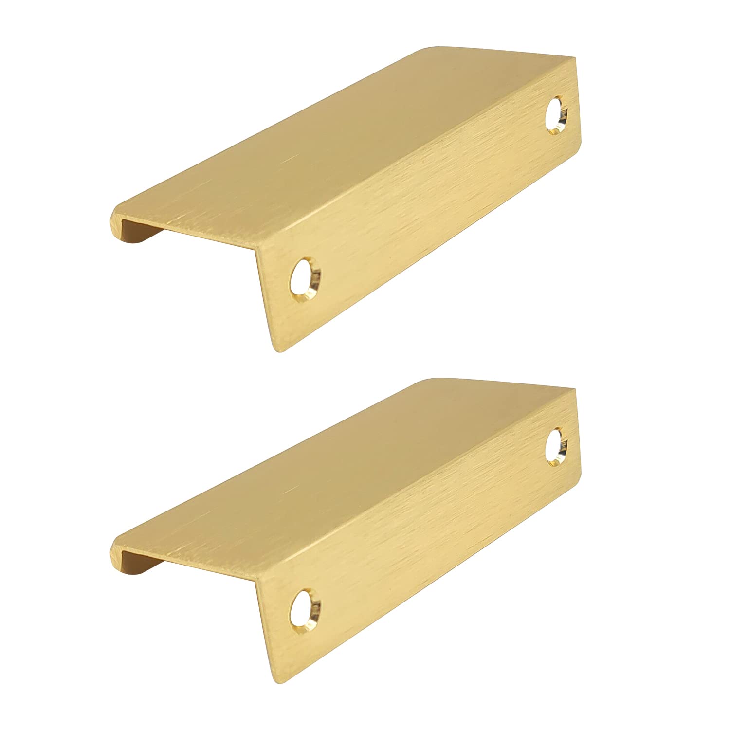 CHEERYMAGIC 2 Pack Back Mount Finger Edge Pull, Concealed Handles Cabinet Pull Handles 64mm Hole Spacing for Home Kitchen Door Drawer Cabinet A6-JSLS (Gold-12CM)