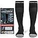 Compression Socks - Firm Knee High Graduated 20-30 mmHg - Foot Ankle Shin and Calf Support Sock - for Running Sports Travel & Recovery - Black/Large