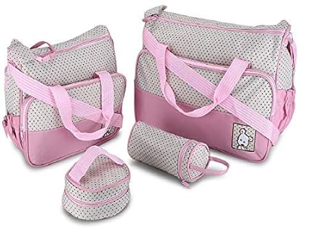 Foolzy Baby Nappy Changing Bags Set, Large Handbag Diaper Mat Bottle Holder 5 Pieces