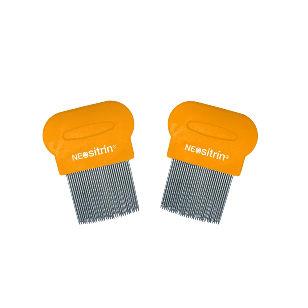 Neositrin Premium Lendrera Professional Comb for Lice and Nits Stainless Steel with Rounded Tips, Pack of 2