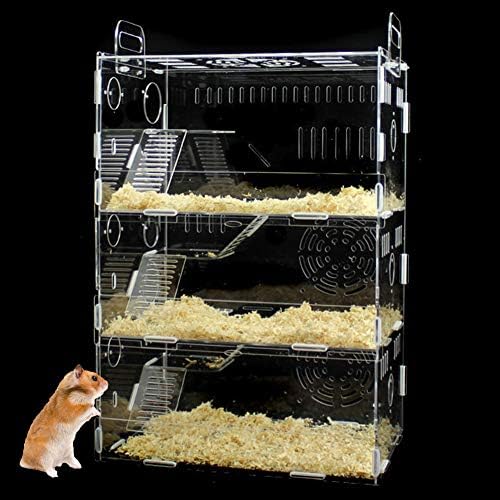 ポータブルペットケージガービリウムケージハムスターヴィラマウスハウスアクリルハムスターケージ透明三