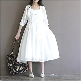 Amazon Co Jp ワンピース ロング丈 白ワンピース 夏 春 ワンピ