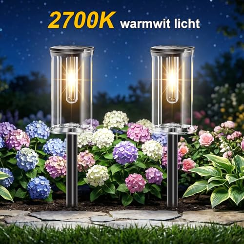 SOLARBABY 12 Pieces Solar Lights Outdoor Garden Warm White LED Outdoor Solar Lights IP65 Automatic Ignition Decorative Lighting for Patio, Garden, Patio and Yard