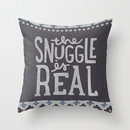 Sofapartner the Snuggle is Real Pattern Canvas Throw Pillow Case Cushion Cover 16"x 16"