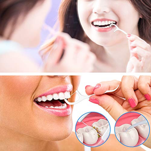 Dental Floss Picks High Toughness Toothpicks Sticks 8-Pack(400pcs) with Portable Case and Dental Picks Perfect for Family,Hotel,Travel