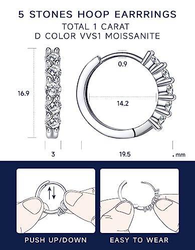 MomentWish Hoop Earrings with Pendant, 2 Carat Moissanite Earrings 925 Silver Romantic Gift for Women Her