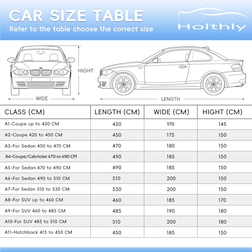 Holthly Car Cover SUV Outdoor Waterproof, Car Cover 4x4 10 Layers, Car Cover Sunscreen, Layer for Car Suitable for Audi Q7, BMW X5, Mercedes GLE, Porsche Cayenne etc. YXL