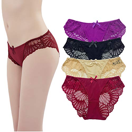 FIGHTART-Intimo-Mutandine-Hipster-Mutandine-Sexy-Slip-in-Pizzo-per-Donna-4-Pezzi