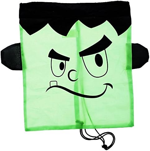 Halloween Black Frankenstein Drawstring Backpack Reusable Treat Bag - 16" x 13"