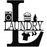 XORT Laundry Room Decor Sign, Vintage Metal Laundry Sign Wall Art for Modern Home, Kitchen, Bathroom Hanging Decoration (Black - 12 x 14 inch)