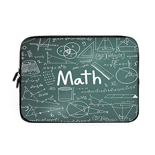 Mathematics Classroom Decor Laptop Sleeve Bag,Neoprene Sleeve Case/School Board Full of Drawings Formulas Shapes Theory Math Word/for Apple MacBook Air Samsung Google Acer HP DELL Lenovo Asus