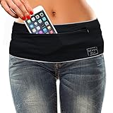 SevenBlu HIP - Fashion Money Belt / Extra Pocket / Running Belt - World's Best Stylish Travel Wallet or Mini Purse - with ZIPper - Fits iPhone 6 Plus - Your Smartphone Pocket (Black M)