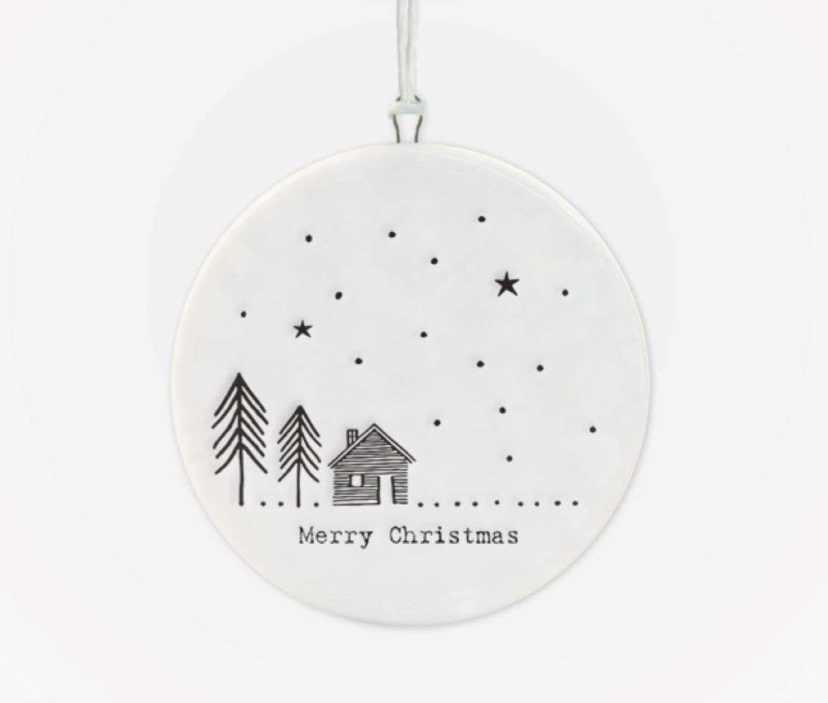 East of India Flat Porcelain Bauble MERRY CHRISTMAS Tree House