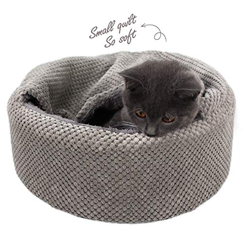 Winsterch Washable Warming Cat Bed House, Round Soft Cat Beds,Pet Sofa Kitten Bed, Small Pet Beds (Gray)