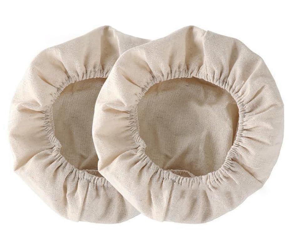 2Pcs Round Bread Proofing Basket Cloth Liner, Rattan Baking Dough Basket Cover Liner, Sourdough Banneton Proofing Cloth, Fermentation Basket Linen Liner for Baking Supplies (9inch(23x23x8cm))