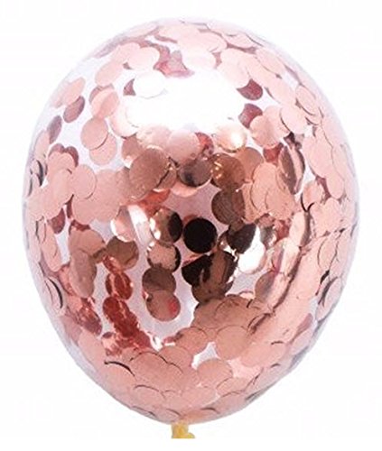 Rose Gold Confetti Balloons | 18 Pack 4 Large Foil balloons, 6 Rose Gold Confetti Pre filled, 8 Solid light Rose gold balloons | Elegant Latex Party Balloons for Weddings, Birthdays, Bridal Showers, B - Thumbnail 7