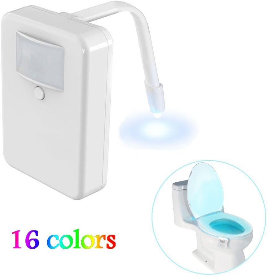 Motion Sensor Toilet Night Light, 16 Colors Changing LED Toilet Seat Light, AA Battery Powered Night Light with Motion Detection