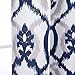 DriftAway Evelyn Ikat Fleur Floral Pattern Window Curtain Valance 52 Inch by 18 Inch Navy Blue
