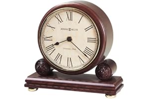 Howard Miller Redford Mantel Clock – Wooden Mantel Westminster Chime, Aged Dial, Roman Numerals, Nighttime Chime Shut Off, Convex Glass & Brass Finished Feet Antique Inspired Table Clock