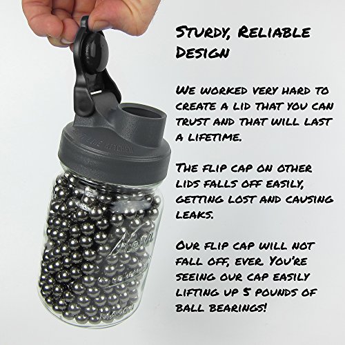 Drink, Pour, Store! Wide Mouth Mason Jar Flip Cap Lid by County Line Kitchen with Airtight, Leak-Proof Seal and Innovative Flip Cap (REGULAR MOUTH, Variety, 3 Pack) - Thumbnail 5