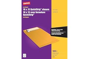 Staples Kraft Catalogue Envelopes with QuickStrip Closure - 10" x 13" - Brown - 100 Pack