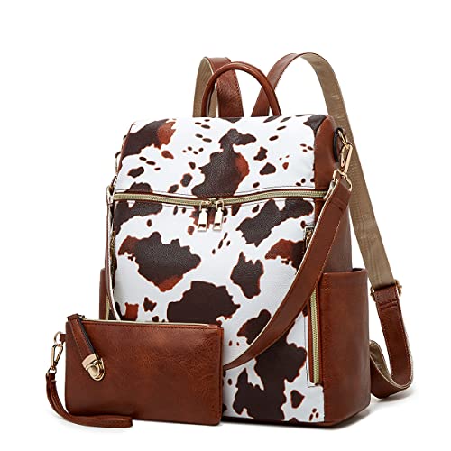 Makes Cow print Backpack Purse for Women PU Leather