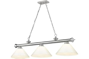 Z-Lite 2306-3BN-PWH Cordon Billiard Pendant, 3-Light 180 Total Watts, Brushed Nickel