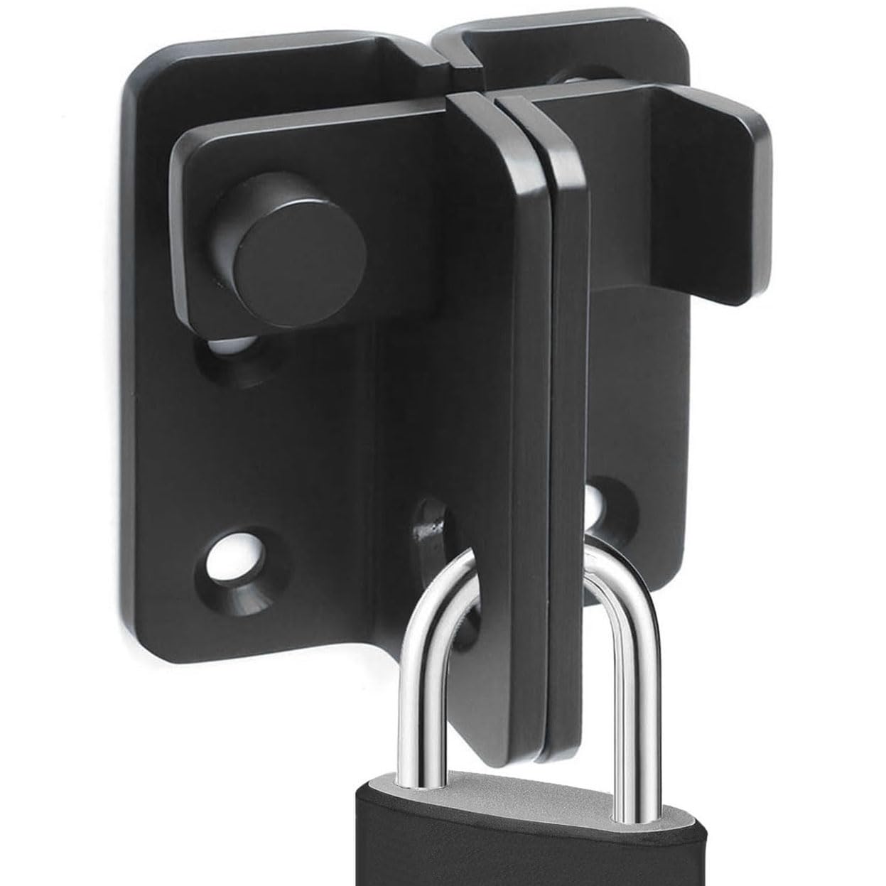Litensh Stainless Steel Flip Gate Latch Door Bolt Latch Lock with Padlock Hasp for Shed Cabinet Barn Pet Cage, Left Open Black Size L