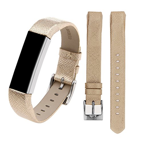 Nicpay Leather Bands for Fitbit Alta Gold （No Tracker，Wrist Bands Only）