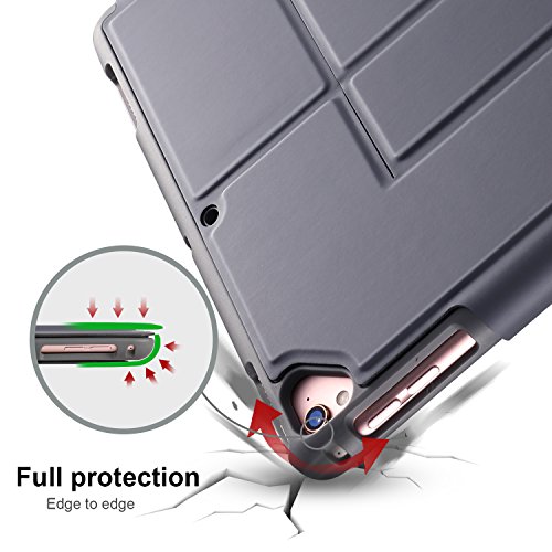 IVSO Apple New iPad 9.7 inch Bluetooth Keyboard Case, Ultra-Thin Stand Keyboard Case with Pencil Slot for New iPad 9.7 2018/2017/iPad Pro 9.7/iPad Air 2/iPad Air Tablet (Grey)