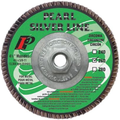 Pearl Abrasive MAX456ZTH 4-1/2" by 5/8-11" 60 grit Maxidisc, Flap Disc (hubbed)