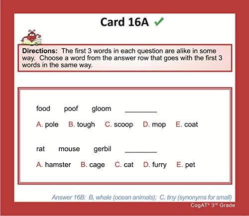 TestingMom.com CogAT Test Prep Flash Cards - Grade 3 (Level 9) - 72 ...