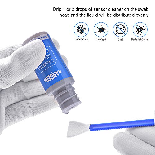 Rangers 12pcs Dry APS-C Sensor Cleaning Swab and 15ml Cleaner Solution for DSLR CCD CMOS Camera, Lens, Glasses. Vacuum Packaging, Lint-free Sterile Fabric