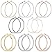 8 Pairs Big Hoop Earrings Stainless Steel Hoop Earrings with Rhinestone Geometric Octagon Hoop Earrings for Women Girls