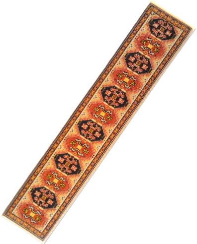 Authentic Turk woven silk bookmark. Turkish rug Orange, Red, Black design from the Bodrum Mugla region of Turkey Cards – 2010
