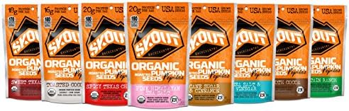 SKOUT BACKCOUNTRY Organic Roasted Pumpkin Seeds - Variety Pack - Pepitas With No Shell - Vegan, Low Carb Snacks - Paleo & Keto Foods - Gluten Free - Non-GMO - Kosher - Grown in USA - 2.2 oz (8 Count)