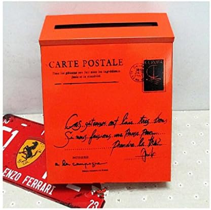 Countryside Mailbox Small Suggestion Box Iron Sheet Mailbox Vintage Ballot Box without Lock orange red