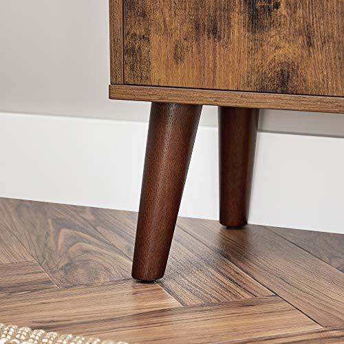 VASAGLE Bookcase, 2Tier Retro Bookshelf with Doors, Storage