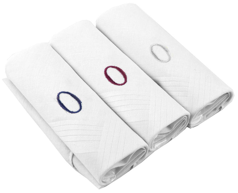 Moda Di Raza Men's Cotton Handkerchiefs Monogrammed Hanky Initial Letter
