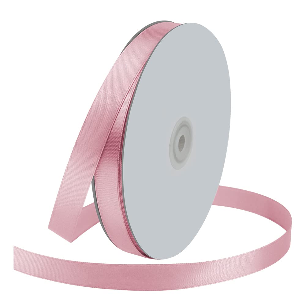 Photo 1 of 5/8" Wide x 100 Yards Single Face Polyester Satin Ribbon, Satin Ribbon for Crafts, Gift, Hair Bows, Wedding Party Decoration, Bow Making & Other Projects (Light Pink)
