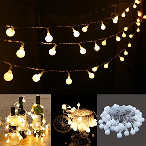 Pandalight Globe String Lights Battery Powered Fairy Starry Lights for Party, Wedding, Xmas, Bedroom, Patio (Warm White, 16feet/5meters)