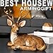 ARAIDECOR Festive Deer Animal Sculpture Home Decor or Outdoor Garden Statue - 13 x 12 x 7 Inches