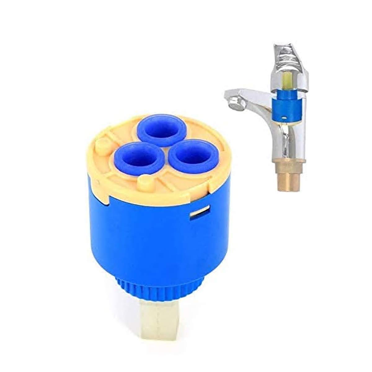 TOOLSTAR Tap Cartridge, 1PC 40MM Ceramic Disc Cartridge Valve for Tap Replacement Cartridges of Single Lever Tap, Monobloc Bathroom or Kitchen Mixer Taps (Type A-40MM)