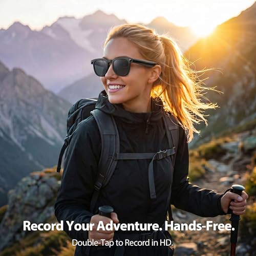 2026 Smart AI Glasses, 8MP 4K POV Camera, AI Assistant, HD Video, Voice Recorder, Meeting Transcriber, Translation, Open-Ear Bluetooth, Photochromic + Extra Blue Light Lenses for Travel & Vlogging