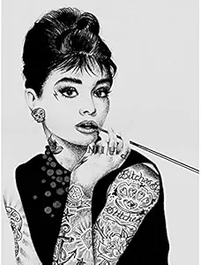 Wee Blue Coo Audrey Hepburn Tattoo Inked Ikons Wayne Maguire Unframed Art Print Poster Wall Decor 12x16 inch