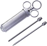 Luxe Grill Stainless Steel Meat Injector Kit with 2 Commercial Marinade Needles and 2-oz Large Capacity Barrel