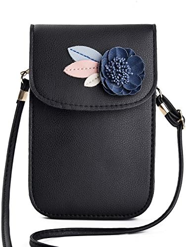 iPhone 8 Cellphone Bag TENETECH Leather Crossbody Case Cover Pouch Purse Hand Bag for Smartphone iPhone 8 7plus 7 6s plus 6s 6 /Samsung/LG /ZTE/HUAWEI (Black)