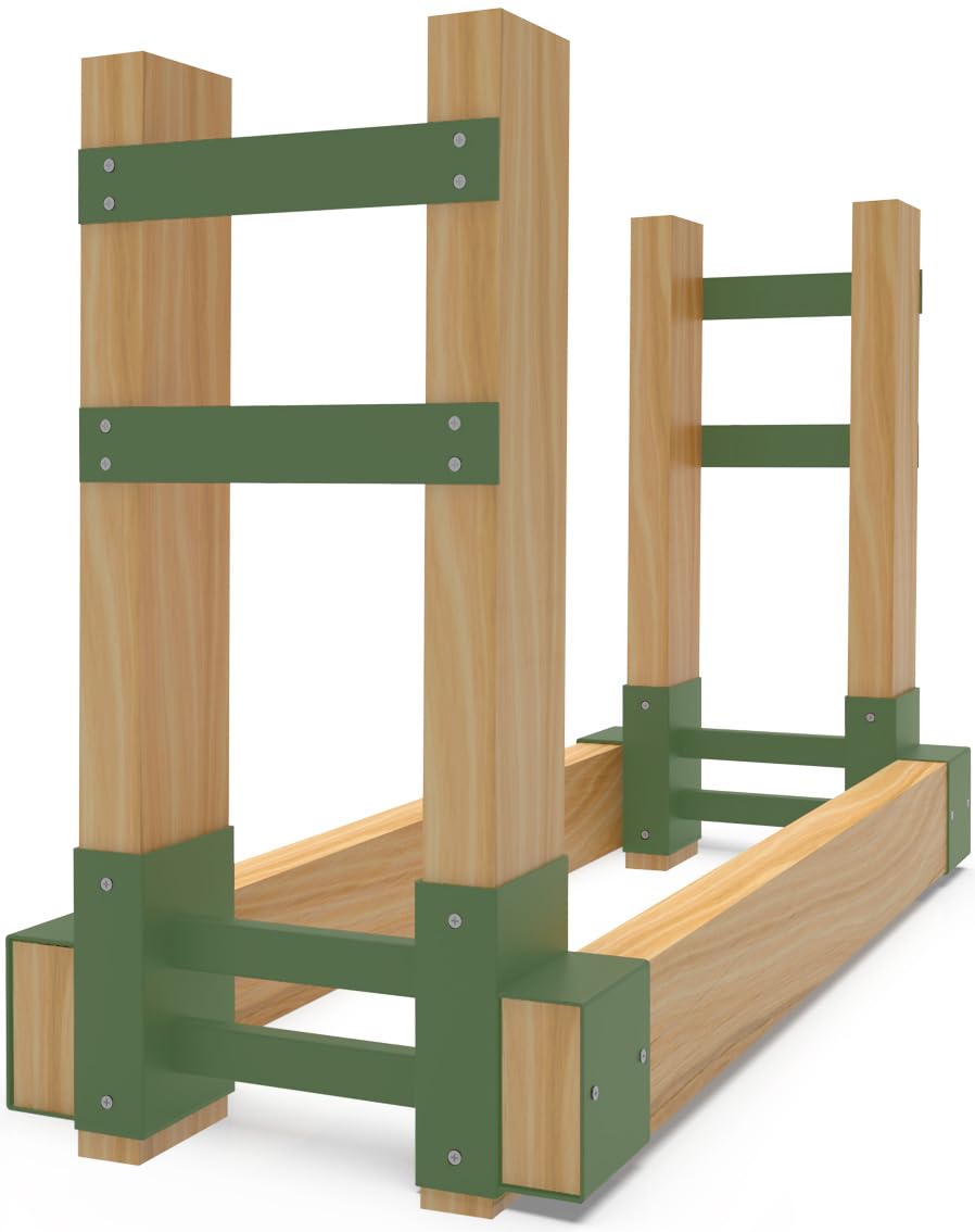 Photo 1 of BALIE SPACE Outdoor Firewood Rack Brackets Kit for Fire Wood Pile Storage, Adjustable log stacking Stand Holder for 2x4 lumber, Green, Set of 2